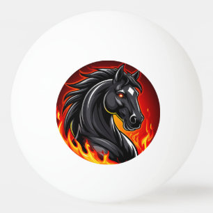 🔥 Black Horse Fiery Glowing Eyes Wild Spirit 🔥 Ping Pong Ball