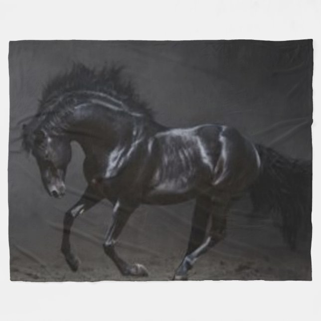 BLACK HORSE FLEECE BLANKET (Front (Horizontal))