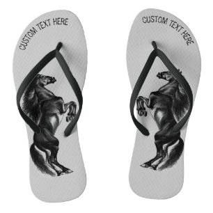 Black Horse Flip Flops with Custom Text