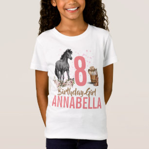 Black Horse floral Birthday Girls T-Shirt