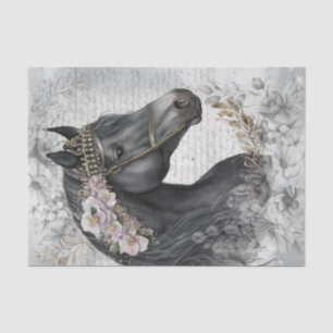 Black Horse Floral Decoupage Tissue Paper