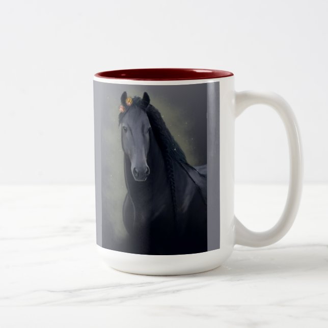 Black Horse Friesian - Coffee Mug, Cup (Right)