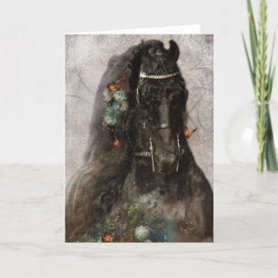 Black Horse Friesian - Greeting Card
