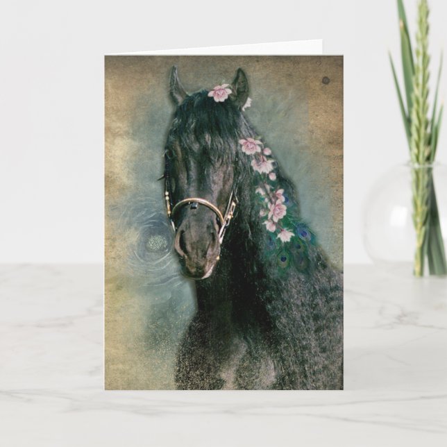 Black Horse Friesian - Greeting Card (Front)