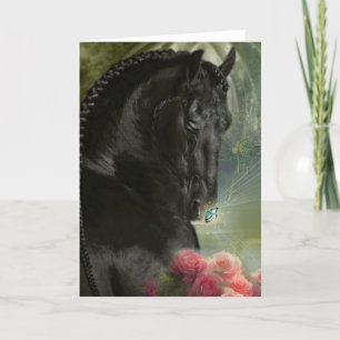 Black Horse Friesian - Greeting Card