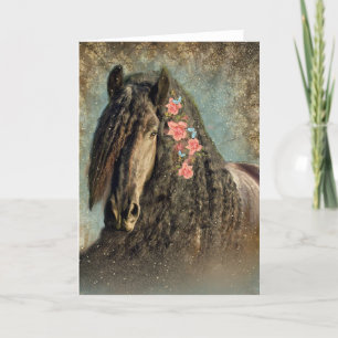 Black Horse Friesian - Greeting Card