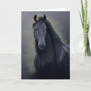 Black Horse Friesian - Greeting Card