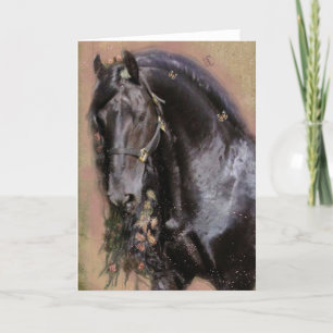 Black Horse Friesian - Greeting Card