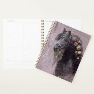 Black Horse Friesian Horse - Calendar, Planner