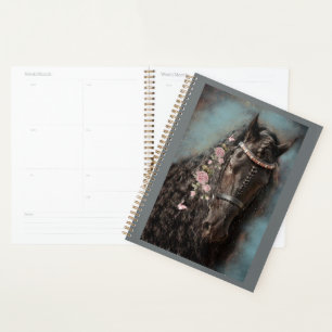 Black Horse Friesian Horse - Calendar, Planner