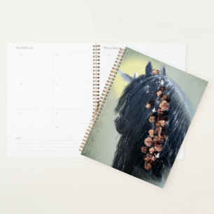 Black Horse Friesian Horse - Calendar, Planner
