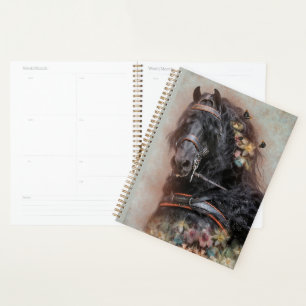 Black Horse Friesian Horse - Calendar, Planner