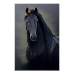 Black Horse Friesian - Poster