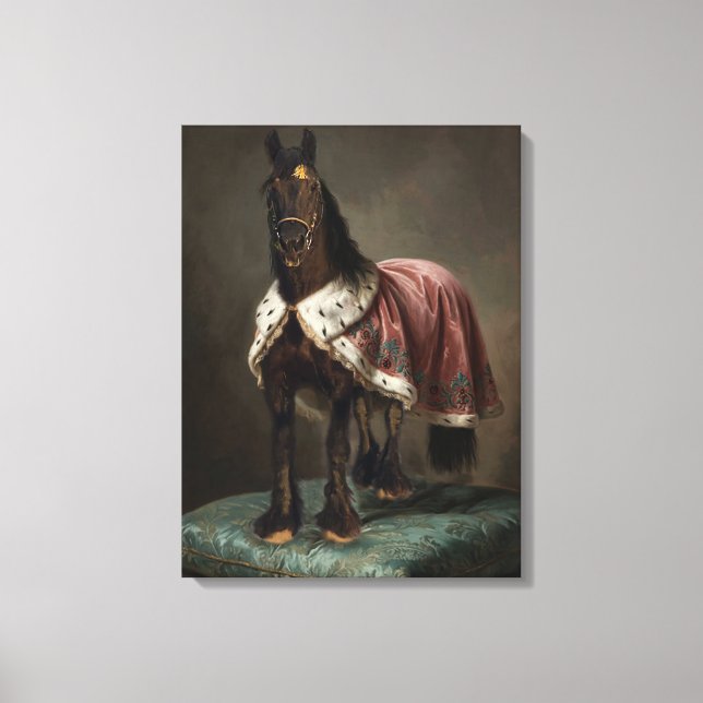 Black Horse Friesian - Wrapped Canvas (Front)