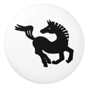 Black horse galloping ceramic knob