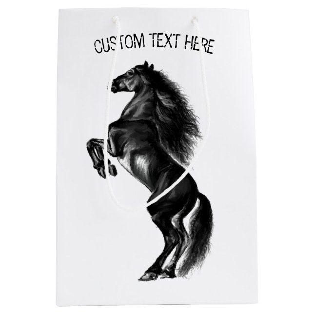 Black Horse Gift Bag with Custom Text (Front)