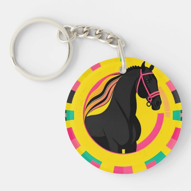 🖤 Black Horse Gift For Equestrian Life 🖤 Key Ring (Front)