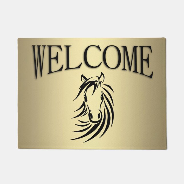 Black Horse Gold Welcome Mat (Front)