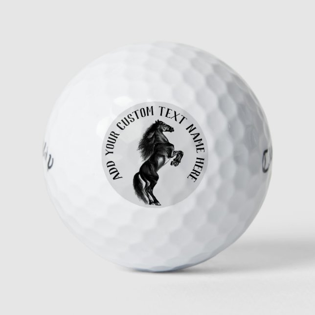 Black Horse Golf Balls Stamps with Custom Text (Front)