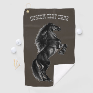 Black Horse Golf Towel Custom Text and Colour