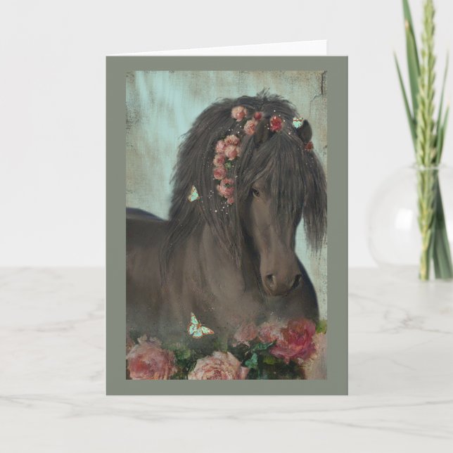 Black Horse - Greeting Card (Front)