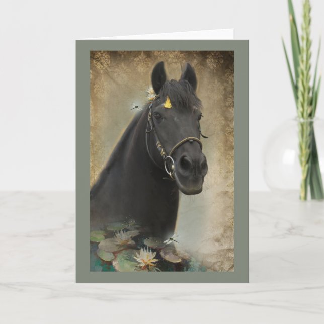 Black Horse - Greeting Card (Front)