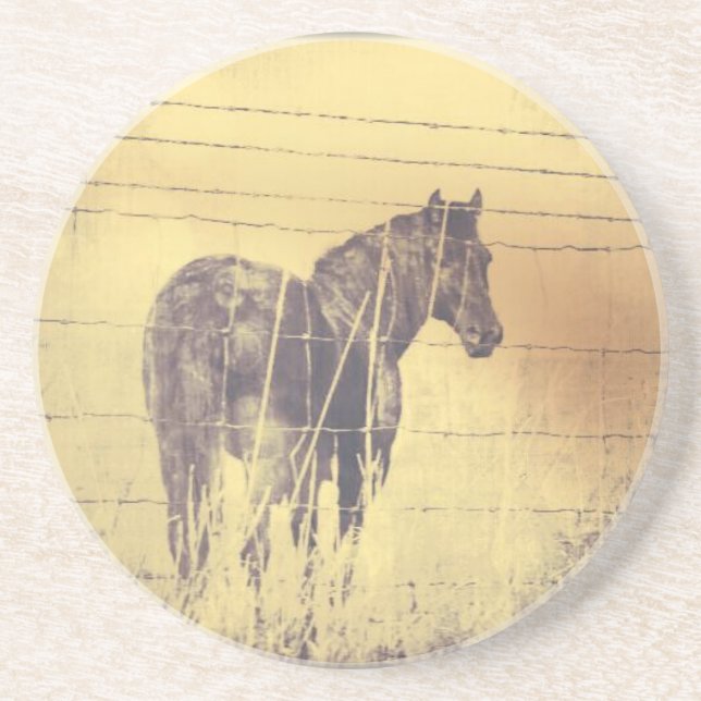 Black Horse Grunge Coaster (Front)