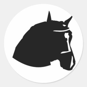 black horse head classic round sticker