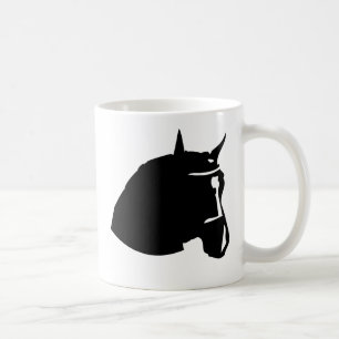 black horse head coffee mug