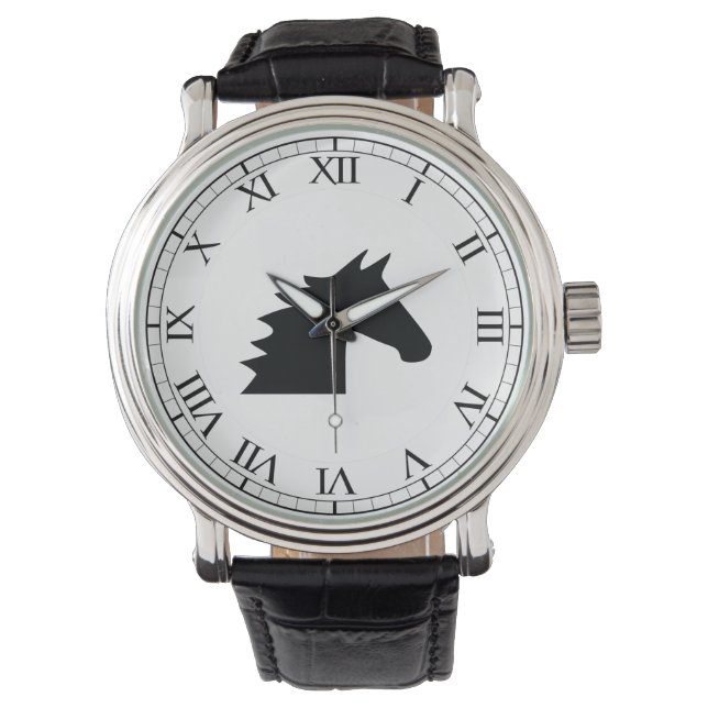Black Horse Head Silhouette Elegant Watch (Front)