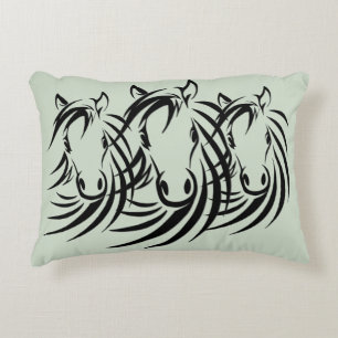 Black Horse Heads Decorative Cushion