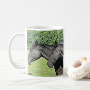 Black Horse Heads Peaceful Dual‑Side Design Coffee Mug
