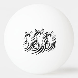 Black Horse Heads Ping Pong Ball
