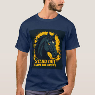 Black Horse Illustration with Fiery Design T-Shirt