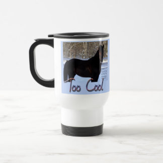 Black Horse in Snow: Too Cool Travel Mug