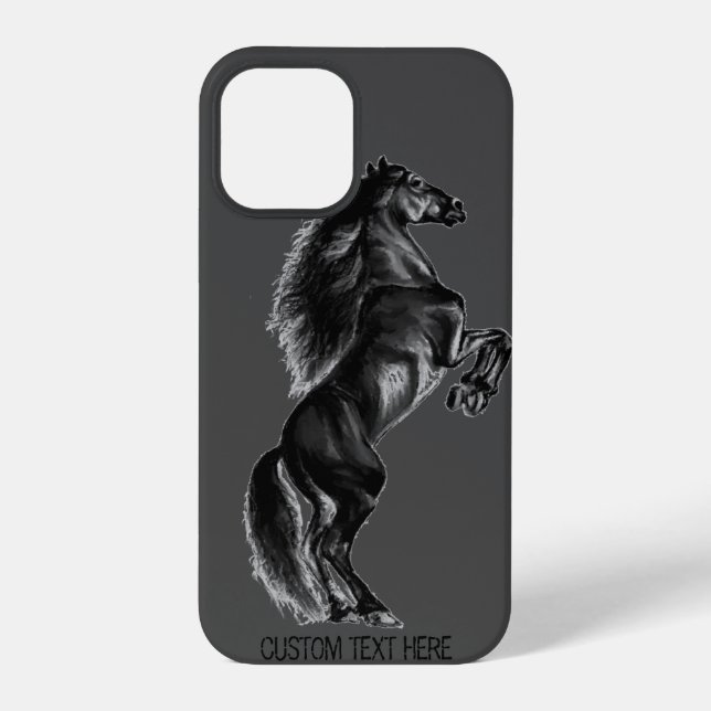 Black Horse iPhone Case with Custom Text (Back)