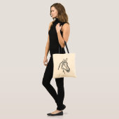 Black horse line art drawing canvas tote bag (Front (Model))
