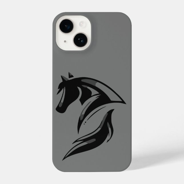 Black Horse Logo Graphic Art Equestrian iPhone Case (Back)