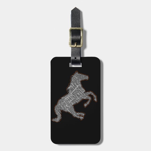 black horse luggage tag (Front Vertical)