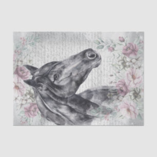 Black Horse Meadow Fantasy Decoupage Tissue Paper
