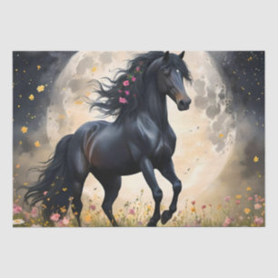 Black Horse Moon Flower Field, Tissue Paper
