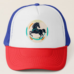 Black Horse on a Colourful Background Trucker Hat