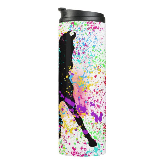 Black Horse Paint Splatter   Thermal Tumbler (Rotated Right)