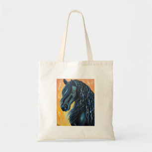 Black Horse Painting Tote Bag