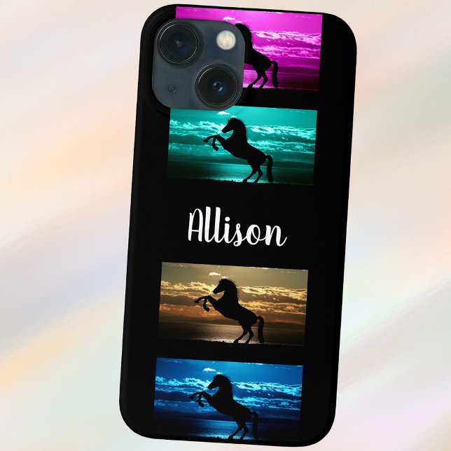 Black Horse Purple, Blue, Teal, Golden Sky & Water Case-Mate iPhone Case (Creator Uploaded)