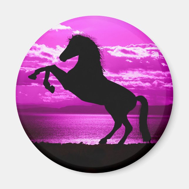 Black Horse Purple Sky and Water      Magnet (Front)