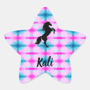 Black Horse Rearing Custom Pink & Aqua Sticker