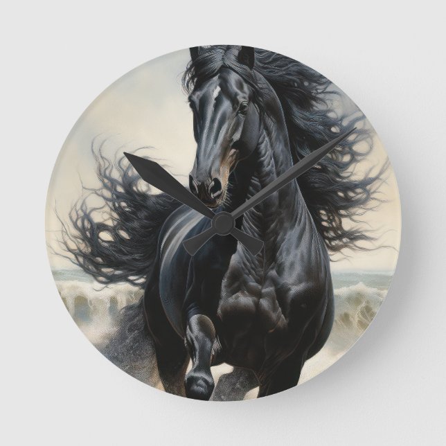 black horse round clock (Front)