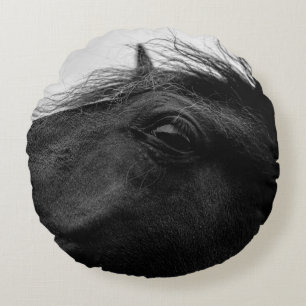 BLACK HORSE ROUND CUSHION