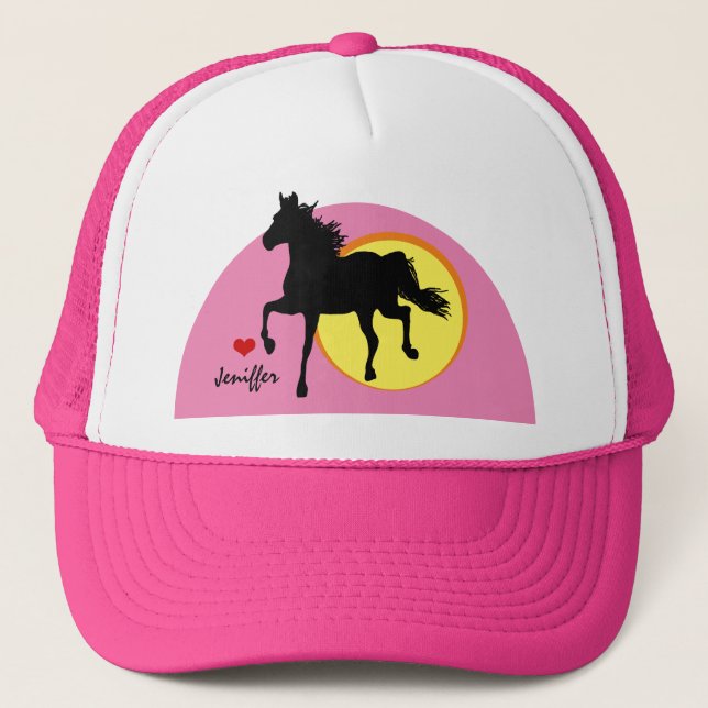 Black Horse Running & Love Horses / name hat (Front)